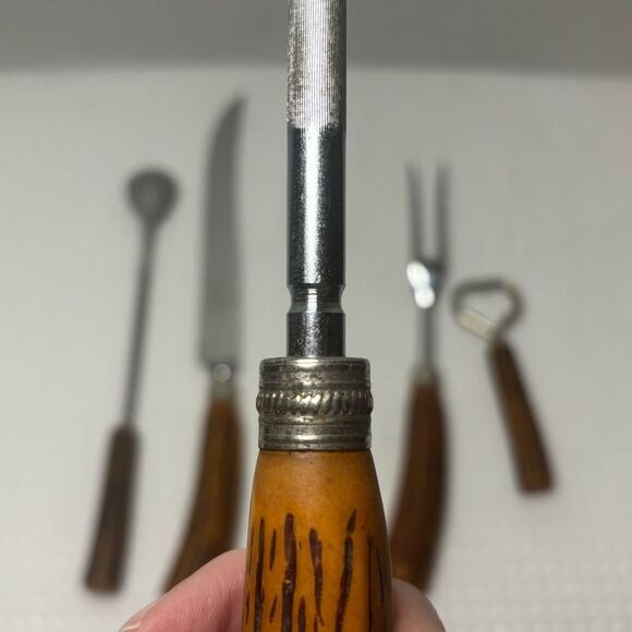 E. Parker & Sons MCM Faux Antler 5 Piece Carving/Bar Set - Picture 7 of 12